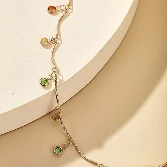 Zircon Drop Gold Plated Multicolor Necklace - Picture 4 of 5